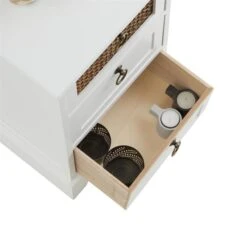 Nachttisch RAJA Mit 3 Schubladen Und Wiener Geflecht, Weiß -Möbelhaus 95341 4