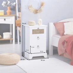 Nachttisch RAJA Mit 3 Schubladen Und Wiener Geflecht, Weiß -Möbelhaus 95341 AC8