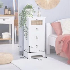 Nachttisch VANIKA Mit 4 Schubladen Und Wiener Geflecht, Weiß -Möbelhaus 95344 AC8