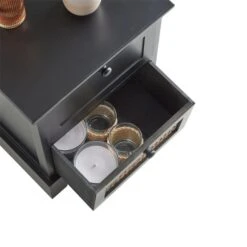 Nachttisch RANI Mit 2 Schubladen Und Wiener Geflecht, Schwarz -Möbelhaus 95345 4