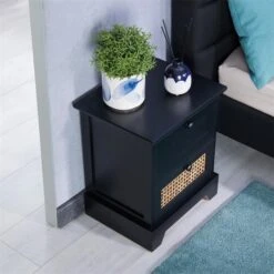 Nachttisch RANI Mit 2 Schubladen Und Wiener Geflecht, Schwarz -Möbelhaus 95345 AC3