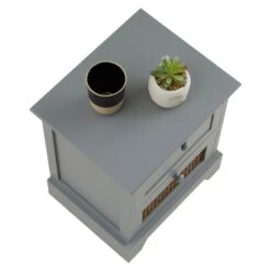 Nachttisch RANI Mit 2 Schubladen Und Wiener Geflecht, Grau -Möbelhaus 95346 3