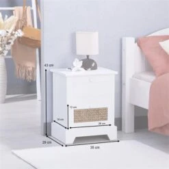 Nachttisch RANI Mit 2 Schubladen Und Wiener Geflecht, Weiß -Möbelhaus 95347 AC8