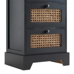 Nachttisch ROSHNI Mit 3 Schubladen Und Wiener Geflecht, Schwarz -Möbelhaus 95348 5