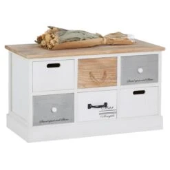 Sitzbank SALVA In Weiß, 6 Schubkästen