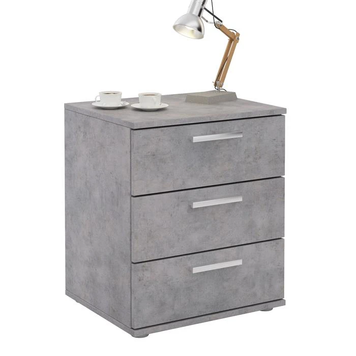 Nachttisch MARIELLA Betonoptik Mit 3 Schubladen 3 Nachttisch MARIELLA Betonoptik Mit 3 Schubladen