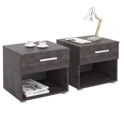 Nachttisch MARY Im 2er Set In Beton Dunkel