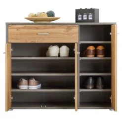 Schuhschrank DEUSTO In Beton Dunkel/Wotan Eiche -Möbelhaus 95439 2 N