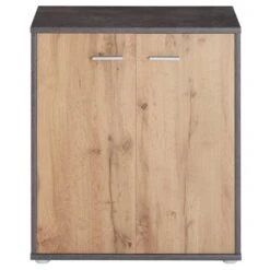 Schuhschrank LENNIS 2 Türen In Beton Dunkel/Wotan Eiche -Möbelhaus 95451 1 N