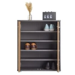 Schuhschrank LENNIS 2 Türen In Beton Dunkel/Wotan Eiche -Möbelhaus 95451 3