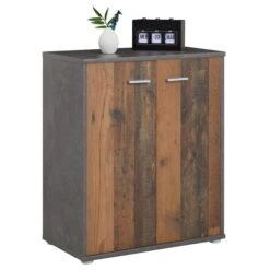 Schuhschrank LENNIS 2 Türen In Old Style/Beton Dunkel