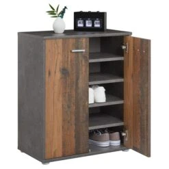Schuhschrank LENNIS 2 Türen In Old Style/Beton Dunkel -Möbelhaus 95470 2