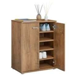 Schuhschrank LENNIS 2 Türen In Eiche Dunkelbraun -Möbelhaus 95471 2