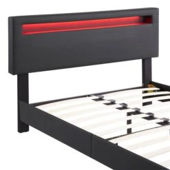 Polsterbett CARIBO 120x200 Cm, LED Beleuchtung, Kunstleder Schwarz -Möbelhaus 95532 3