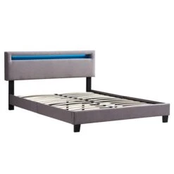 Polsterbett LEXINGTON 140x200 Cm, LED Beleuchtung, Stoff Grau -Möbelhaus 95534 1