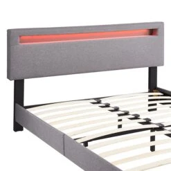 Polsterbett LEXINGTON 140x200 Cm, LED Beleuchtung, Stoff Grau -Möbelhaus 95534 2