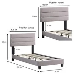 Polsterbett TUCSON 90x200 Cm, Stoff Grau -Möbelhaus 95540 5