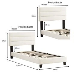 Polsterbett TUCSON 90x200 Cm, Stoff Weiß -Möbelhaus 95541 5