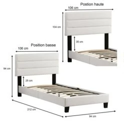 Polsterbett DESTINO 90x200 Cm, Kunstleder Weiß -Möbelhaus 95545 5