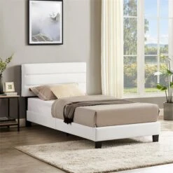 Polsterbett DESTINO 90x200 Cm, Kunstleder Weiß -Möbelhaus 95545 AC0