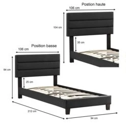 Polsterbett DESTINO 90x200 Cm, Kunstleder Schwarz -Möbelhaus 95546 5