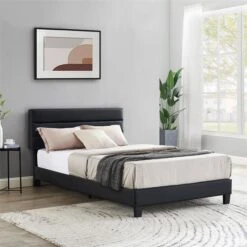 Polsterbett GREENPORT 120x200 Cm, Kunstleder Schwarz -Möbelhaus 95553 AC0