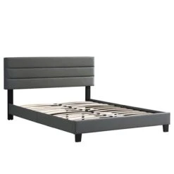 Polsterbett BEDFORD 140x200 Cm, Kunstleder In Grau -Möbelhaus 95558 1