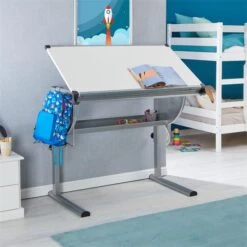Kinderschreibtisch SARI, Neigbar Und Höhenverstellbar In Weiß/alu -Möbelhaus 95561 AC4