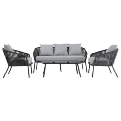 Gartenmöbel Set BENGAL Aus Alu, Mit Seilbespannung In Grau -Möbelhaus 95609 1