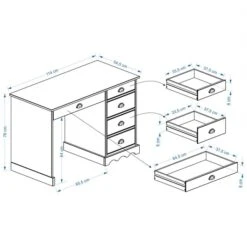 Schreibtisch COLETTE In Der Farbe Weiß -Möbelhaus COLETTE 7245 46 Skizze