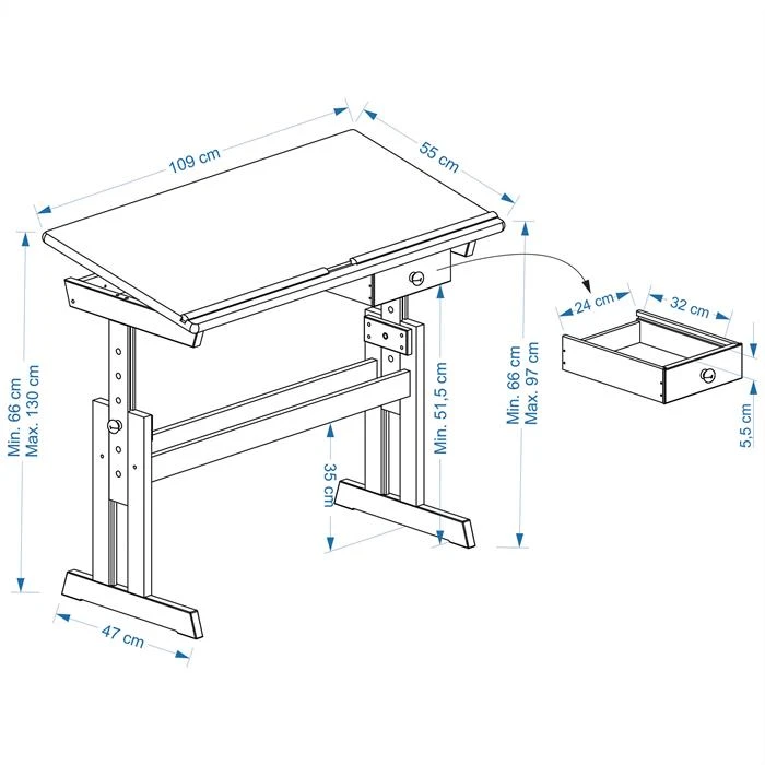 Kinderschreibtisch FLEXI Höhenverstellbar In Weiß 7 Kinderschreibtisch FLEXI Höhenverstellbar In Weiß – Bild 5