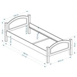 Massivholzbett FLIMS In Weiß 100 X 200 Cm -Möbelhaus Flims100x200 Skizze
