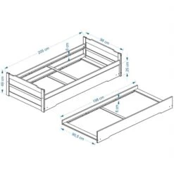 Ausziehbett LORENA 90x200 Cm, Kiefer In Weiß/rosa -Möbelhaus LORENA Skizze 1
