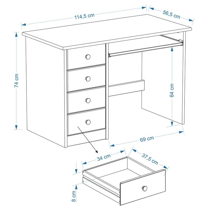 Kinderschreibtisch MALTE In Natur Lackiert 4 Kinderschreibtisch MALTE In Natur Lackiert – Bild 2
