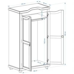 Kleiderschrank MÜNCHEN Mit 2 Türen, Kiefer Weiß/braun -Möbelhaus Munchen Skizze