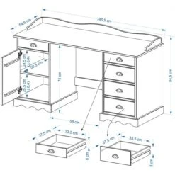 Schreibtisch Mit Aufsatz SANDRINE In Weiss 9 Schreibtisch Mit Aufsatz SANDRINE In Weiss -Möbelhaus SANDRINE Skizze
