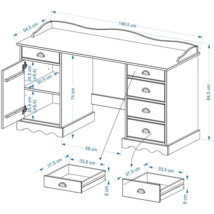 Schreibtisch Mit Aufsatz SANDRINE In Weiss 6 Schreibtisch Mit Aufsatz SANDRINE In Weiss – Bild 4
