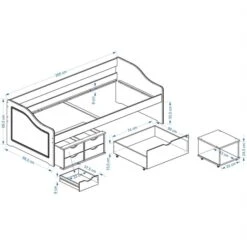 Bett Mit Stauraum SENTA 90x200 Cm, Kiefer Massiv Buchefarben -Möbelhaus Senta Skizze