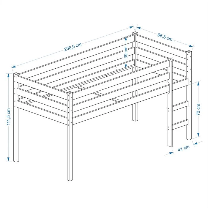 Hochbett ERIK Vorhang + Tunnel Blau/rot 4 Hochbett ERIK Vorhang + Tunnel Blau/rot – Bild 2