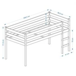 Hochbett ERIK Vorhang & Tunnel Pink/rosa -Möbelhaus Skizze Erik OhneV 9
