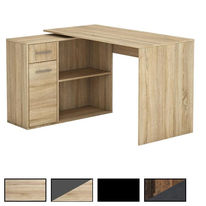 Eckschreibtisch LENA Mit Regal In Weiß/schwarz 3 Eckschreibtisch LENA Mit Regal In Weiß/schwarz